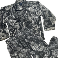 Raco Jeans Vintage 90’s Dragon Newspaper Transcript Denim Suit Jacket and Jeans (WOMEN.S)