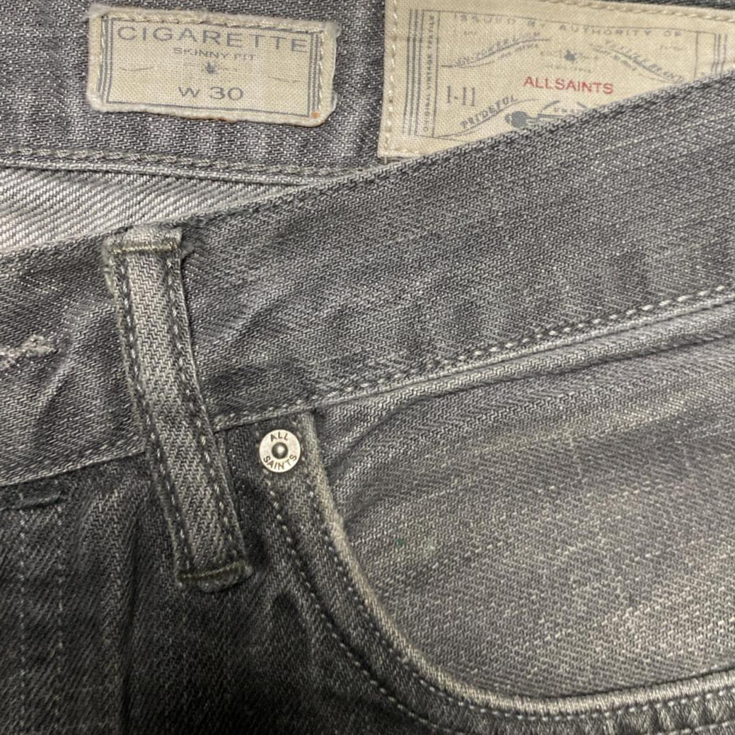 All Saints Cigarette Slim Grey Jeans (W 30)