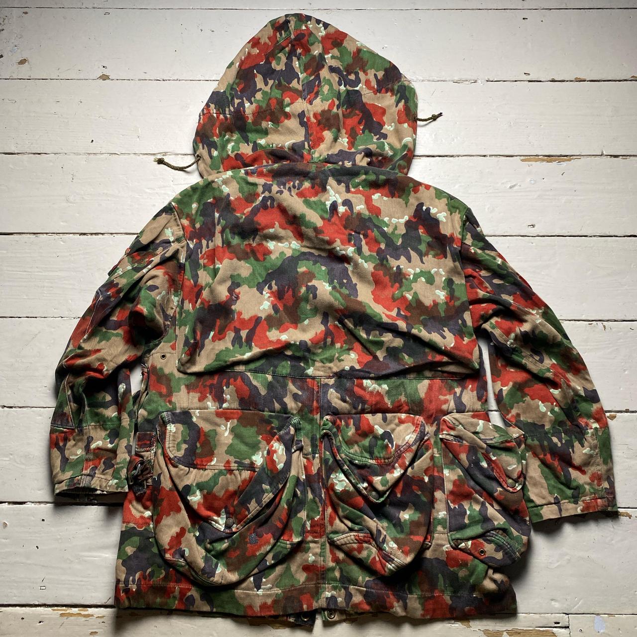 Red Brown and Green Camouflage Military Jacket