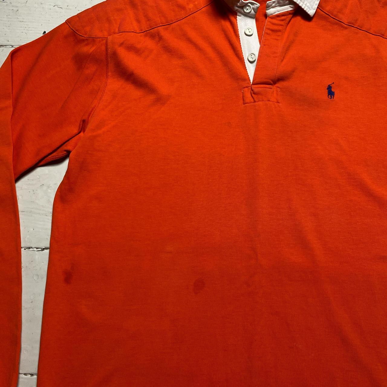 Ralph Lauren Polo Orange and Blue Long Sleeve Polo Shirt