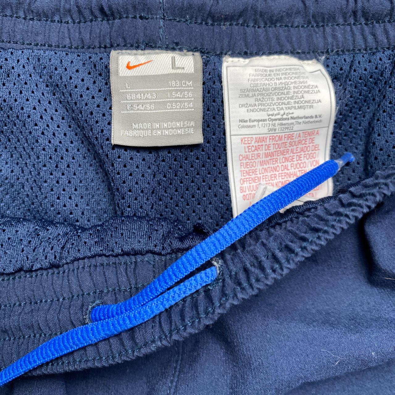 Nike Total 90 Vintage Navy and Blue White Swoosh Baggy Shell Trackpant Bottoms (L)