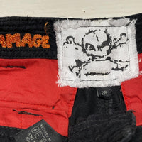 Criminal Damage Skull Black and White Cargo Combat Baggy Trousers