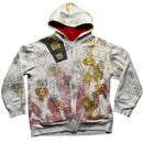 Enjean Vintage y2k Diamante Rhinestone Graphic Prints White Hoodie (M)