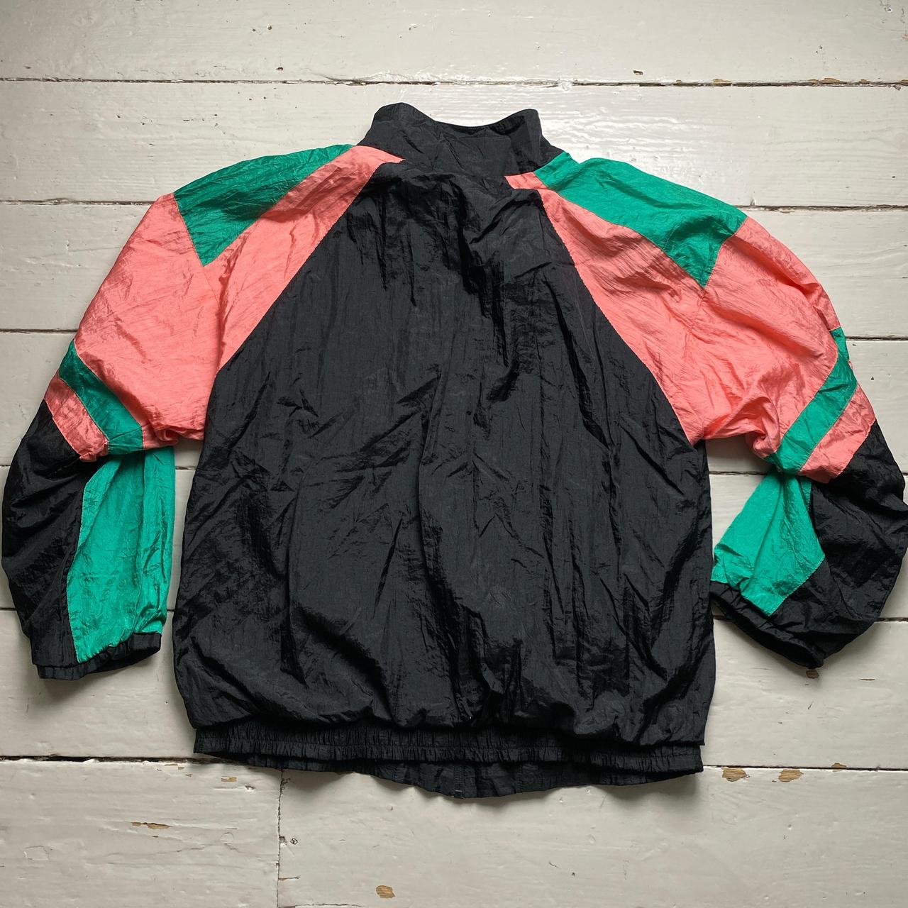 90’s Rave Windbreaker Shell Tracksuit Jacket Black Pink and Green