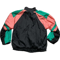 90’s Rave Windbreaker Shell Tracksuit Jacket Black Pink and Green (L)