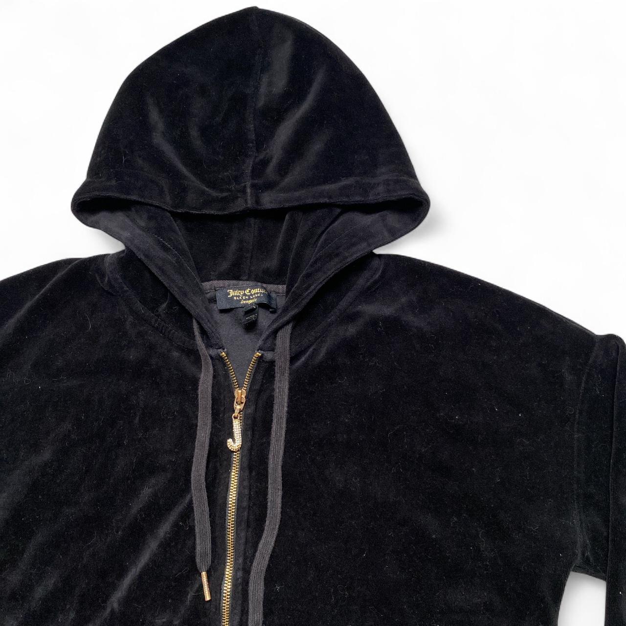 Juicy Couture Black Womens Velour Jewel Zip Hoodie