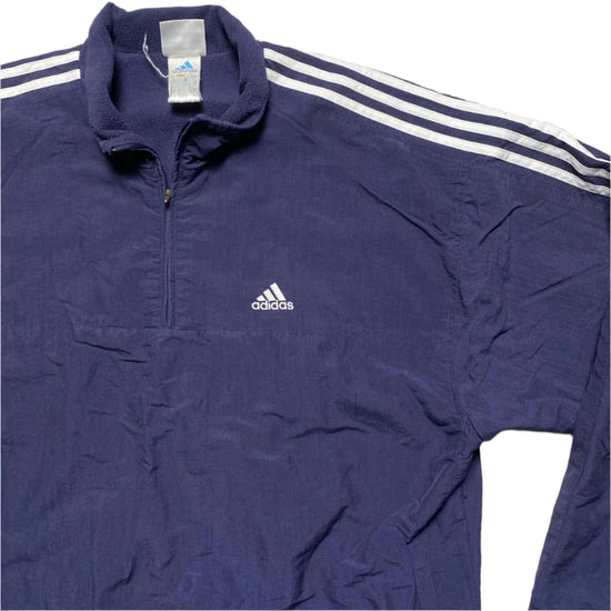 Adidas Vintage Navy and White Quarter Zip Padded Jacket (L)