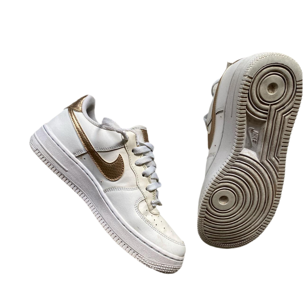Nike Air Force 1 White and Gold (UK 5)