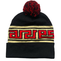 Aries Arise Bobble Beanie Black Cream and Red
