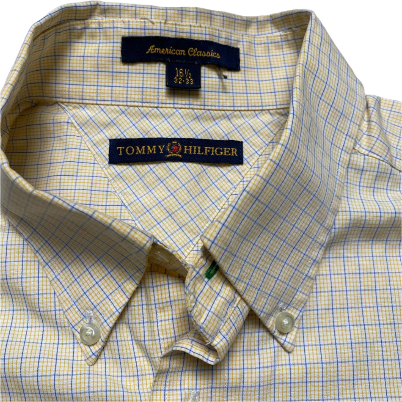 Tommy Hilfiger Vintage Checked Yellow and Blue Long Sleeve Shirt (XL)