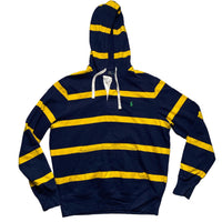 Ralph Lauren Polo Navy and Yellow Stripe Green Pony Hoodie (M)