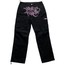 Minus Two Diamante Rhinestone Pink and Silver Black Cargo Trousers (XL)