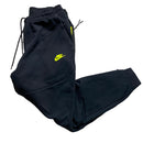 Nike Tech Fleece Black and Neon Green Joggers (M)