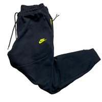 Nike Tech Fleece Black and Neon Green Joggers (M)