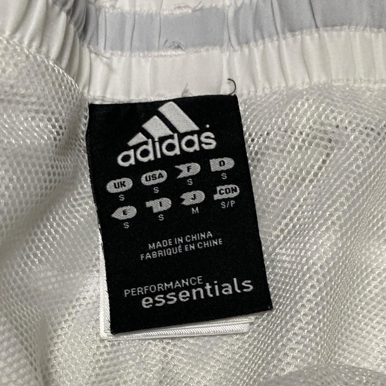 Adidas Performance Essentials White Blue and Red Shell Trackpant Bottoms (S)