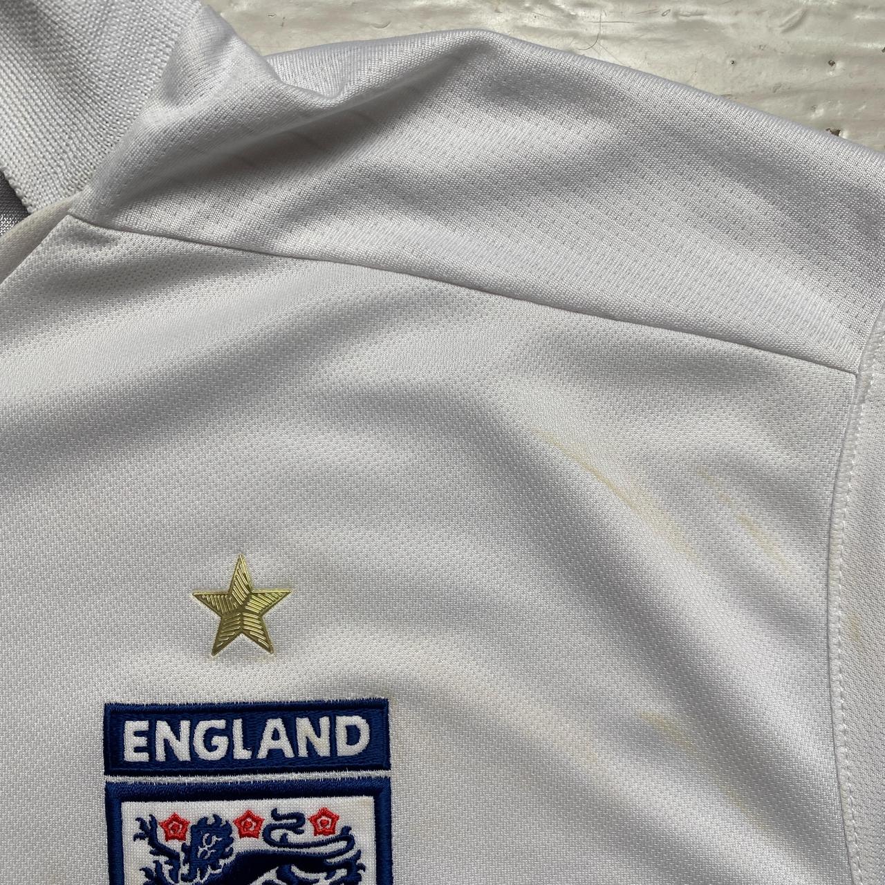 England Umbro Vintage Football Jersey White Navy and Red