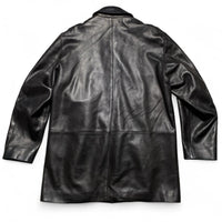 Gieves Black Long Leather Coat (XL)