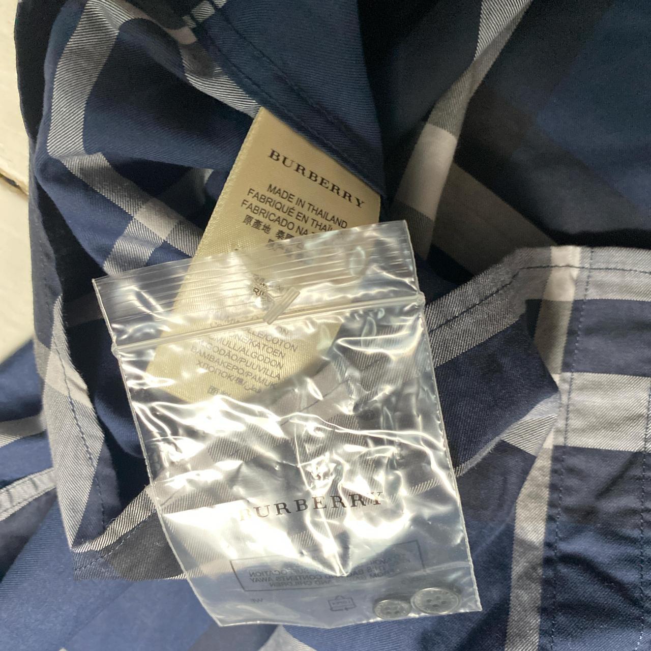 Burberry Nova Check Navy Blue Black and White Long Sleeve Shirt (2XL)