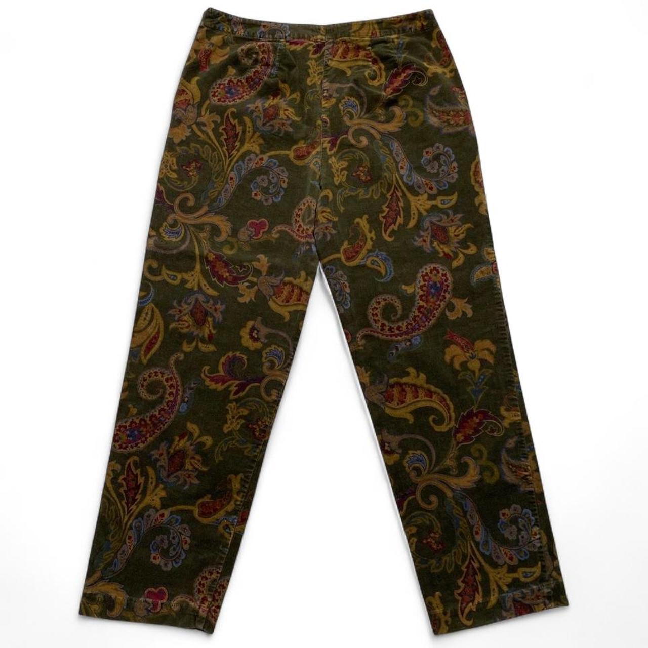 Talbots Vintage Suede Brushed Velvet Womens Floral Trousers (12)