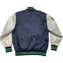 FUBU Navy Silver and Green Bomber Varsity Jacket (L)