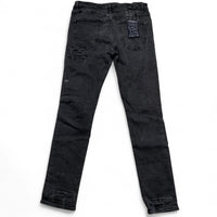 Ksubi Charcoal Grey Slim Distressed Patchwork Slim Jeans (34W)