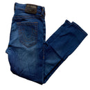 True Religion Jack Slim Blue and Gold Stitch Jeans (33W)