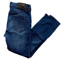 True Religion Jack Slim Blue and Gold Stitch Jeans (33W)