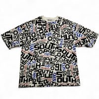 South Pole White Black Blue and Red Vintage 90’s y2k All Over Prints T Shirt (2XL)