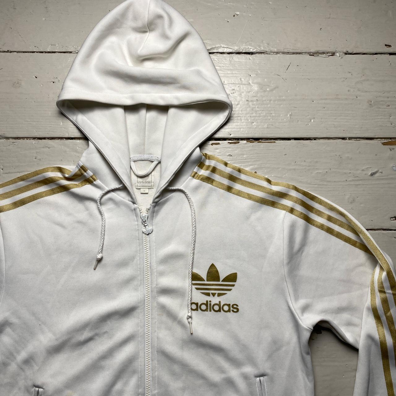 Adidas Originals White and Gold Hooded Tracksuit Jacket