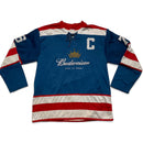 Budweiser Vintage y2k 90’s Hockey Jersey Blue White and Red (L)