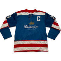 Budweiser Vintage y2k 90’s Hockey Jersey Blue White and Red (L)