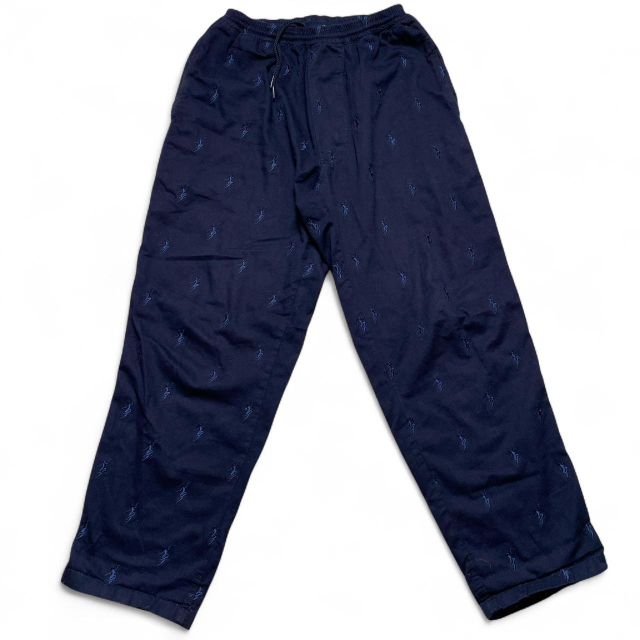 Polar Skate Co Navy and Blue Skater Repeat Embroidery Casual Baggy Lightweight Trousers (S)