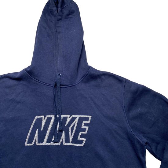 Nike Club Contrast Stitch Navy and White Hoodie (M)