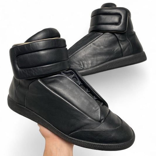 Maison Margiela Future High Top Triple Black Leather Trainers