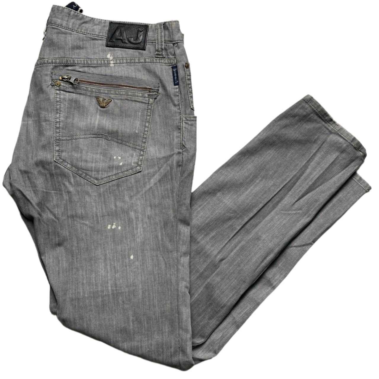 Armani Bleach Distressed Grey Jeans (38W)
