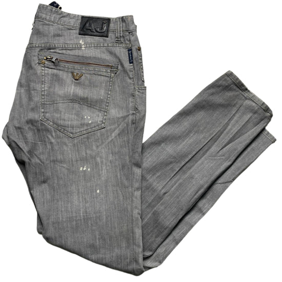 Armani Bleach Distressed Grey Jeans (38W)