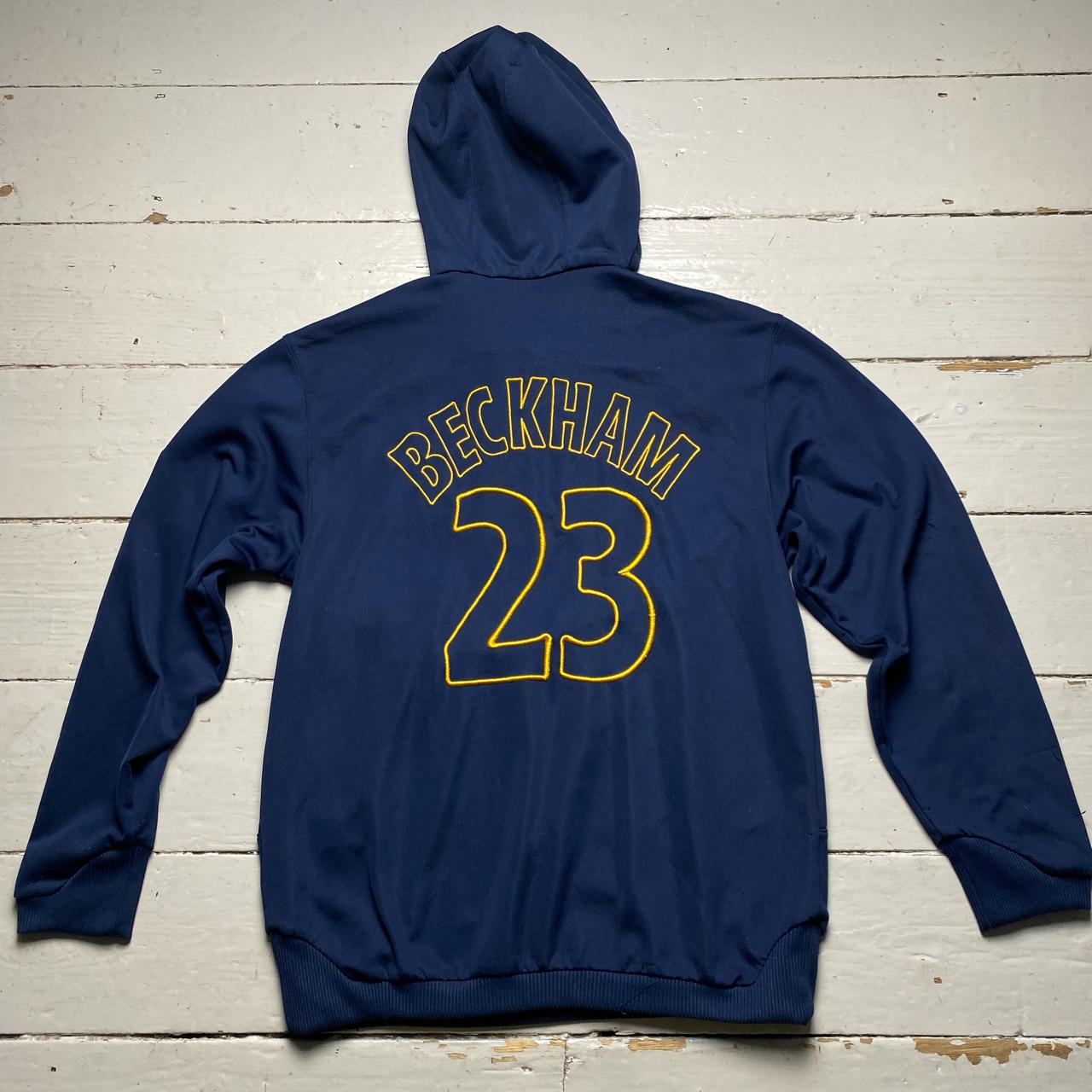 Adidas LA Galaxy David Beckham 23 Navy and Yellow Hoodie Wear Garson