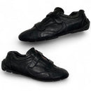 Prada Strap Leather Driving Loafer Shoes Black and Red Tab (UK 10)