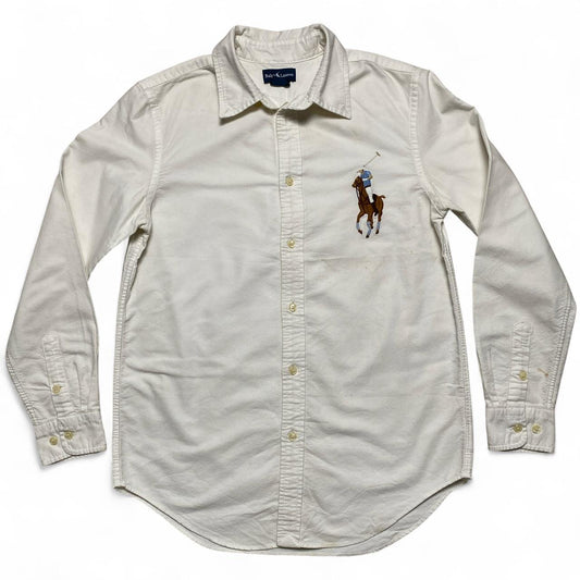 Polo Ralph Lauren Womens Big Pony White and Brown Long Sleeve Shirt (16)