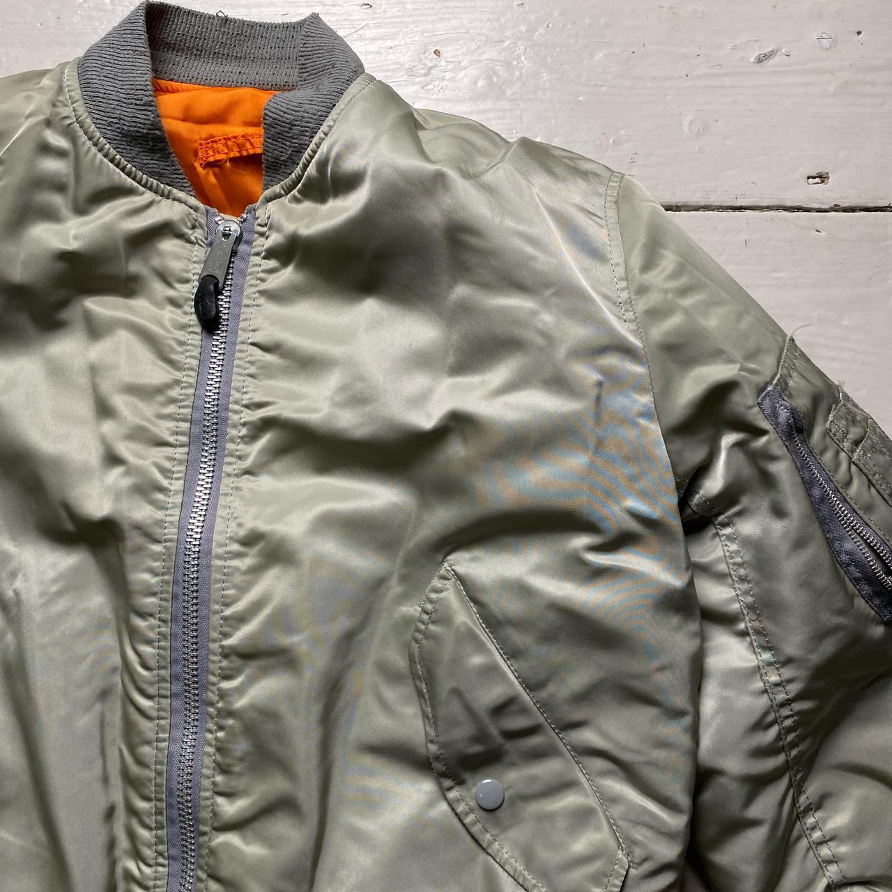 Alpha Industries Green and Orange Pilot Bomber Jacket