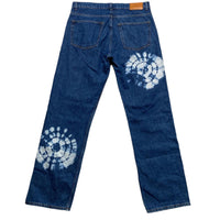 Sandro Navy Blue and Shell Tie Dye Baggy Jeans (34W)