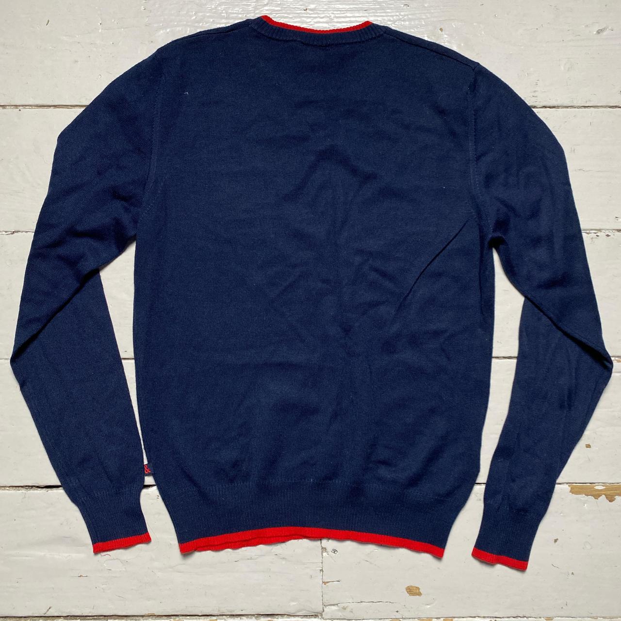 Dolce and Gabbana Navy and Red Crewneck Jumper