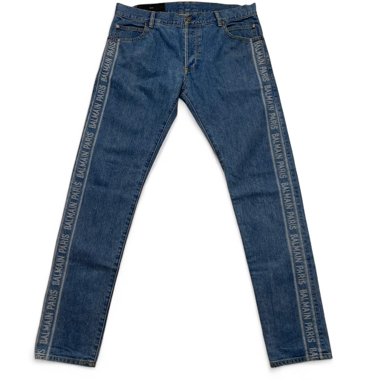 Balmain Paris Slim Repeat Light Blue Jeans (32W)