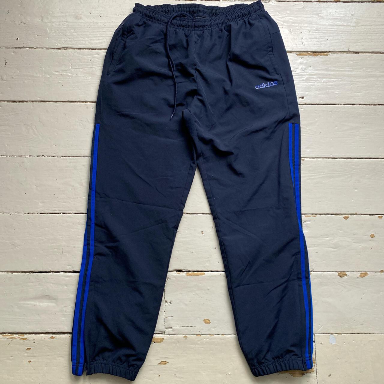 Adidas Navy and Blue Baggy Shell Trackpant Bottoms