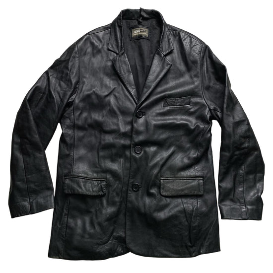Aviatrix Black Long Leather Coat (L)