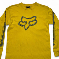 Fox Motocross Racing Vintage Yellow and Silver Chains Long Sleeve T Shirt (M)