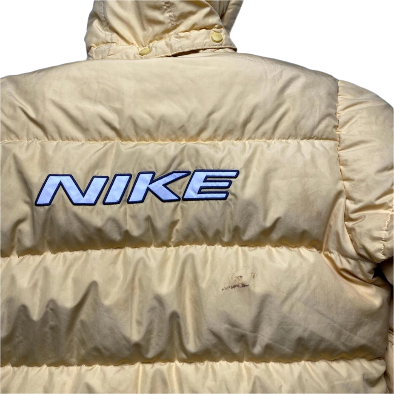 Nike Vintage 90’s Yelllow Navy and White Womens Puffer Coat (M)