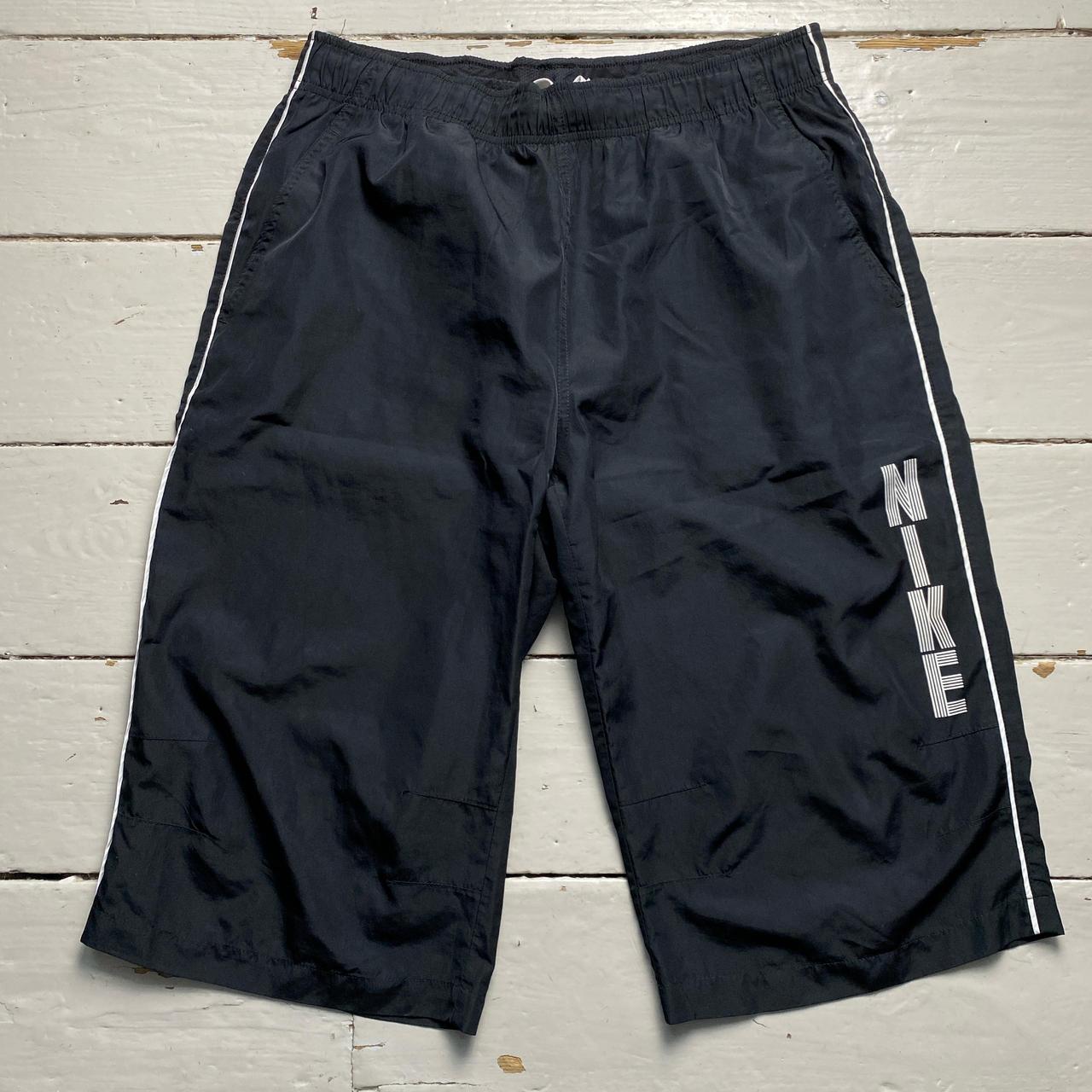 Nike Black and White Spellout Shell Trackpant Shorts