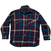 Woolrich Plaid Red and Blue Flannel Wool Thick Shirt (L)