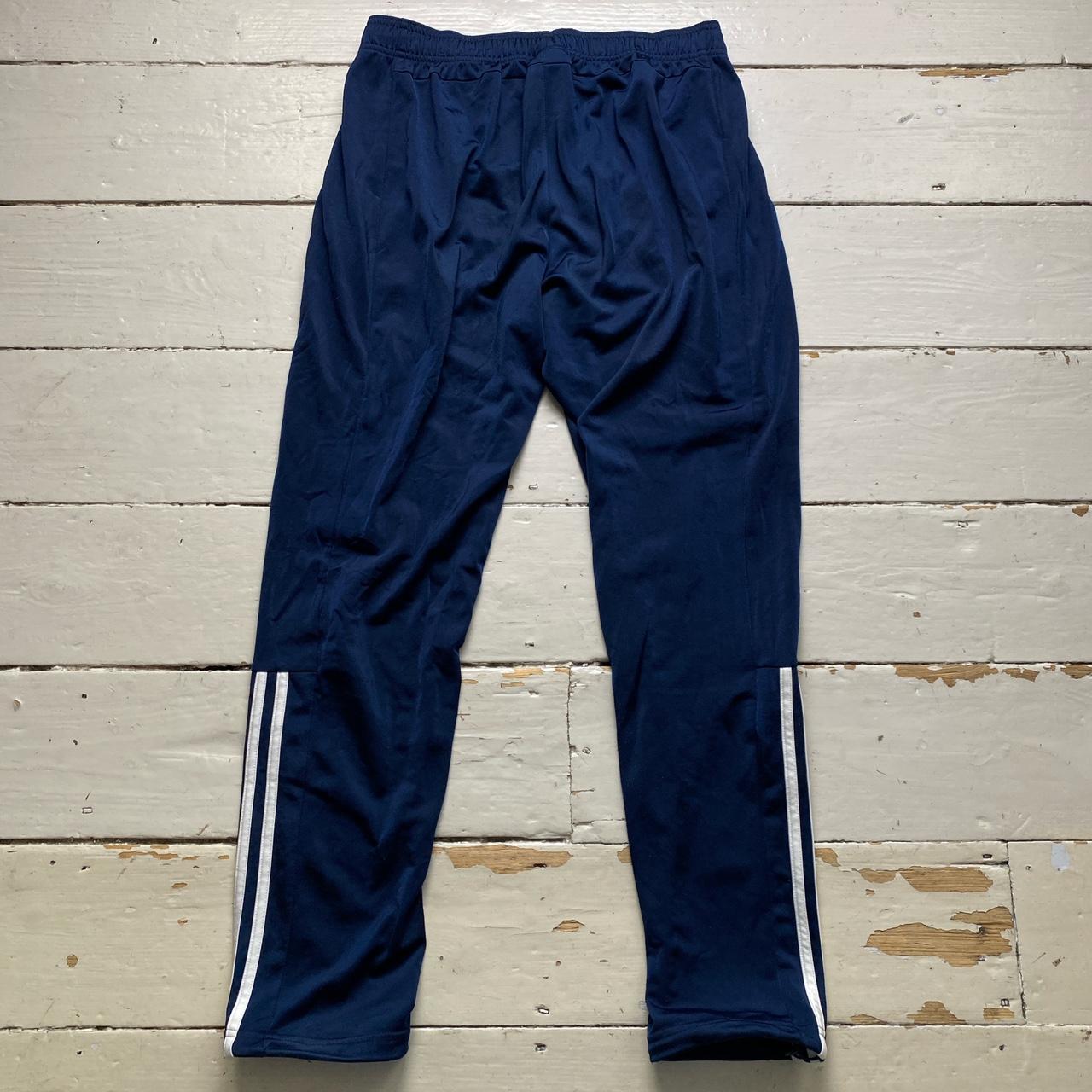 Adidas Navy and White Trackpant Bottoms